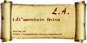 Löwenstein Anina névjegykártya